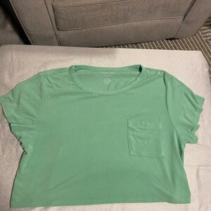 American Eagle Soft & Sexy ribbed short sleeve pocket t-shirt in green